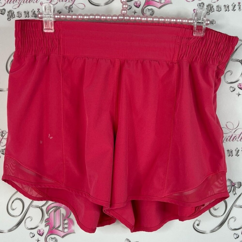 Lululemon Athletica shorts pink Red workout yoga Shorts comfy logo silver